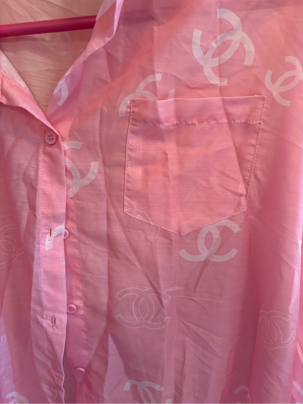 FaSHION Pink Logo Button-Up Blouse - Picture 3 of 5